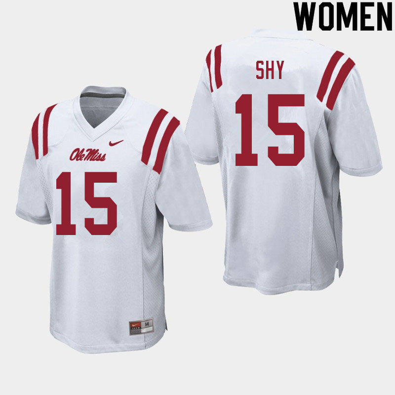 Sellers Shy Ole Miss Rebels NCAA Women's White #15 Stitched Limited College Football Jersey JZP8158MR